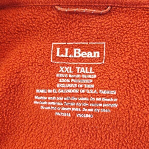 LL Bean Trail Model Polartec Fleece Vest Mens Size XXL Tall Orange Red 284629 - Picture 5 of 5